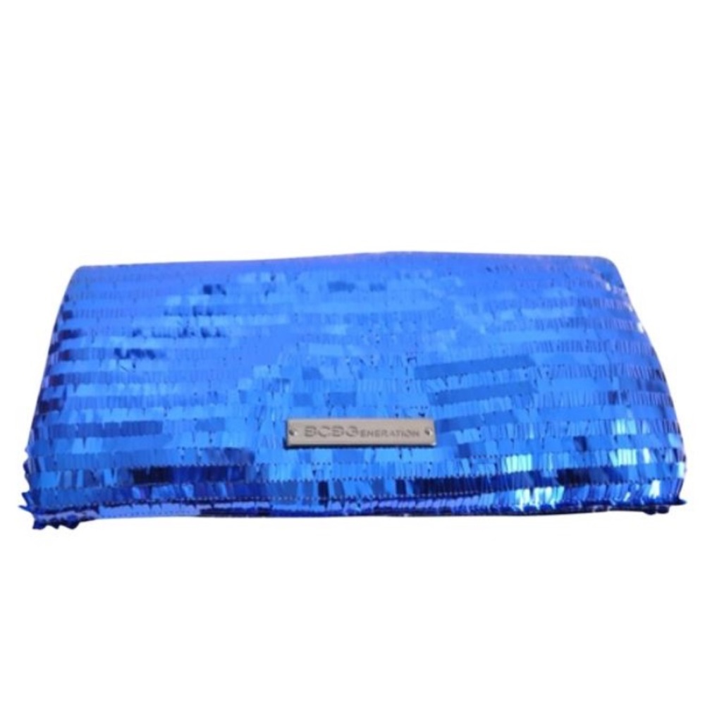 BCBGeneration CLUTCH BLUE METALLIC SEQUIN PURSE